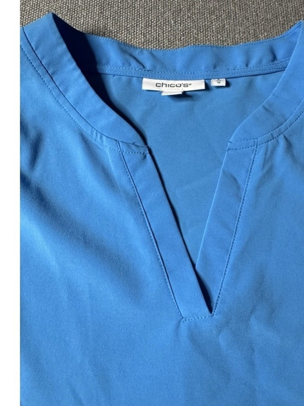 Chico's Bright Blue Split-Neck Tunic Top